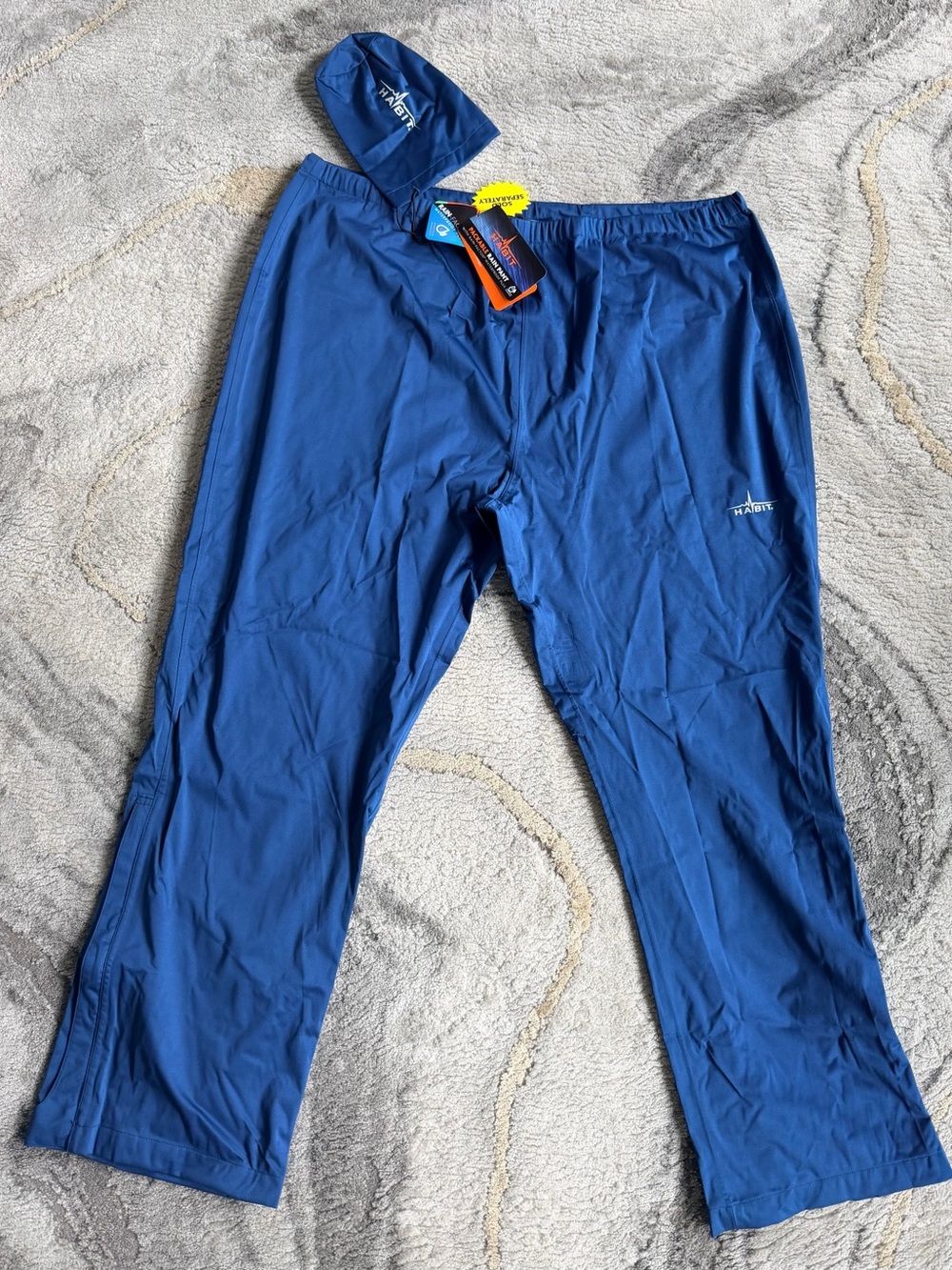 NEW HABIT BLUE WATERPROOF WINDPROOF PANTS MENS SIZE XXL PACKABLE RAIN PANT